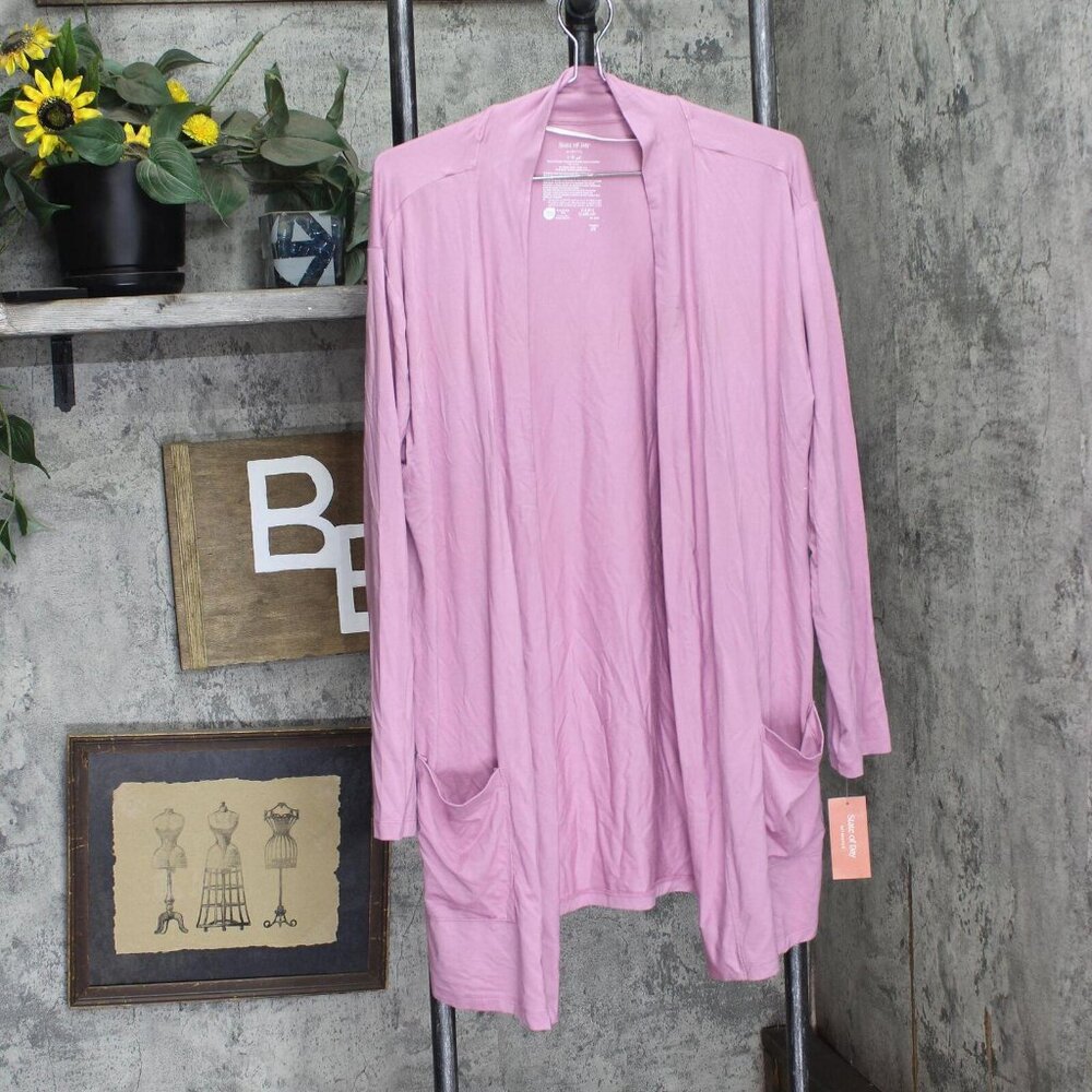 State Of Day Womens Knit Cardigan Open Front 100180255MS Mauve Orchid Purple L